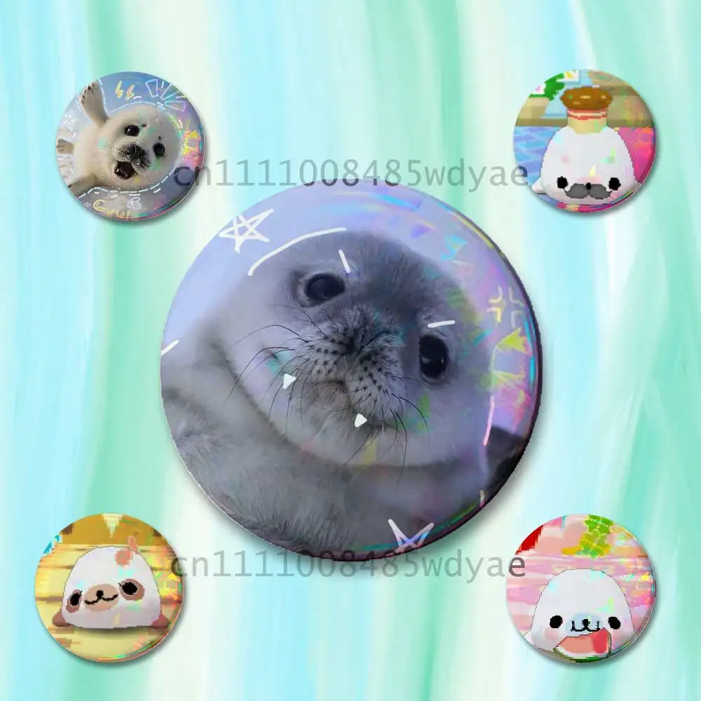 

CUTE M-Mamegoma Seal Meme Badges 25 32 44 58 75 mm Round Cosplay Pin Bag Decor Fans Collect Friends Gifts Brooch Souvenir