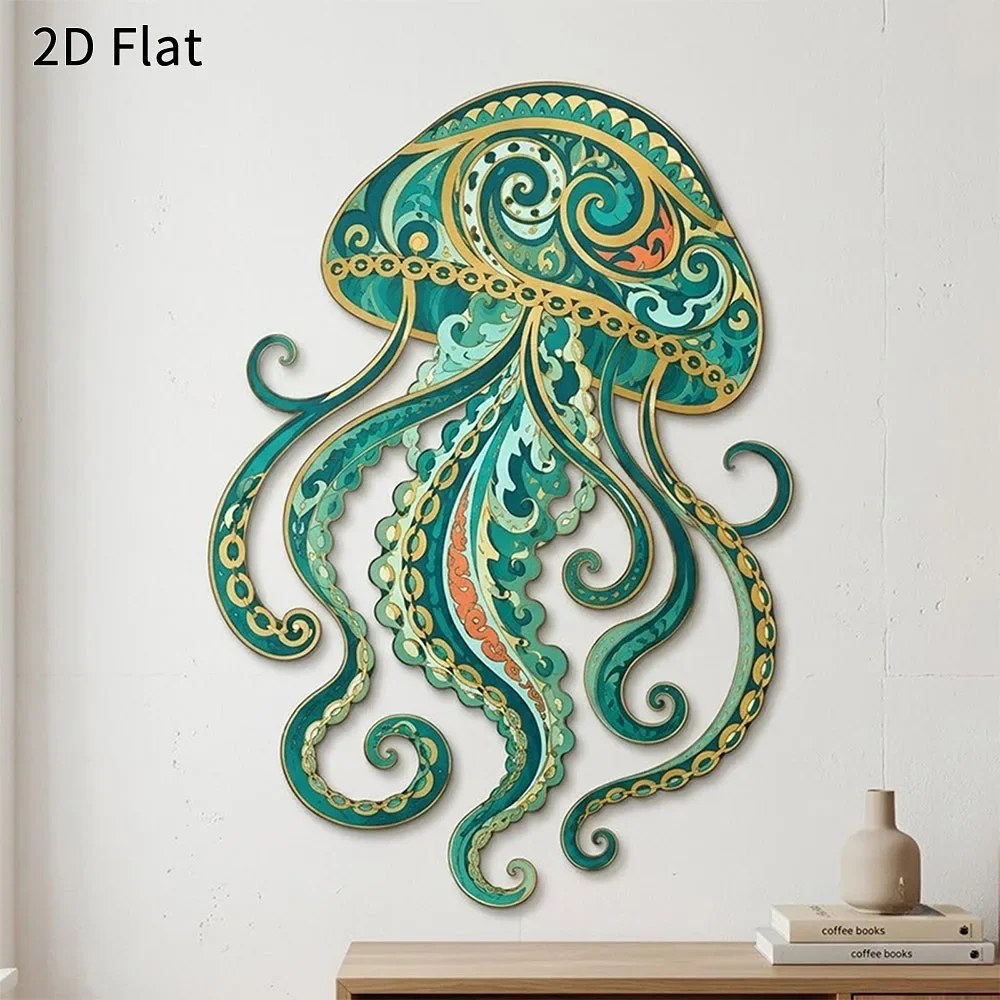 CIFBUY Jellyfish Metal Iron Wall Art, Sea Creature Hanging Ornament for Living Room Bedroom Office Wall Decoration