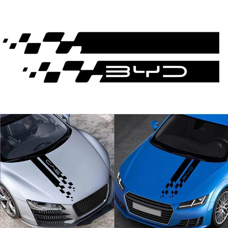 

Car Stripes Hood Sticker Racing Bonnet Sport Decal For For BYD Atto 3 Act 3 Tang F3 E6 Dmi Yuan plus Song plus ev f0 f3 Qin Pro