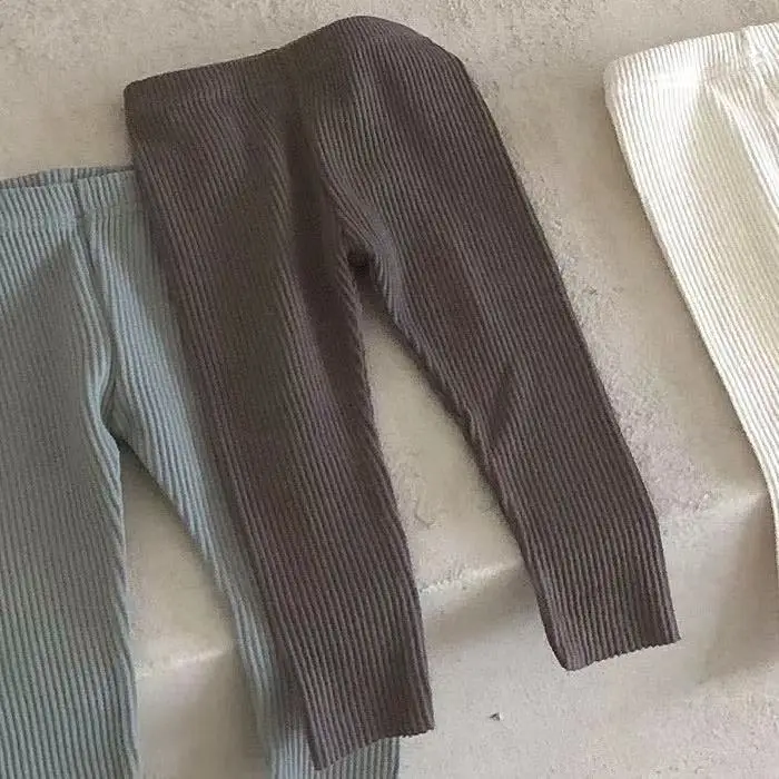 Mallas acanaladas lisas para bebé, pantalones elásticos simples para niño y niña, pantalones informales de algodón, ropa para niño, novedad de otoño