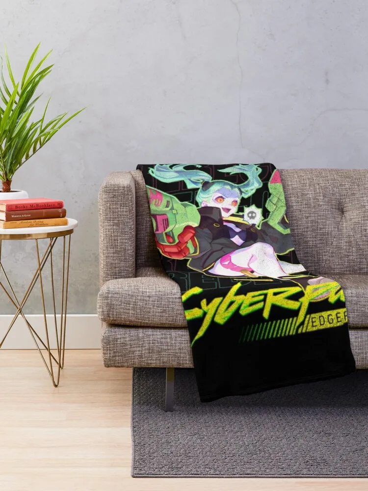 Cyberpunk Edgerunners Rebecca Throw Blanket Personalized Gift Soft Plaid Blankets