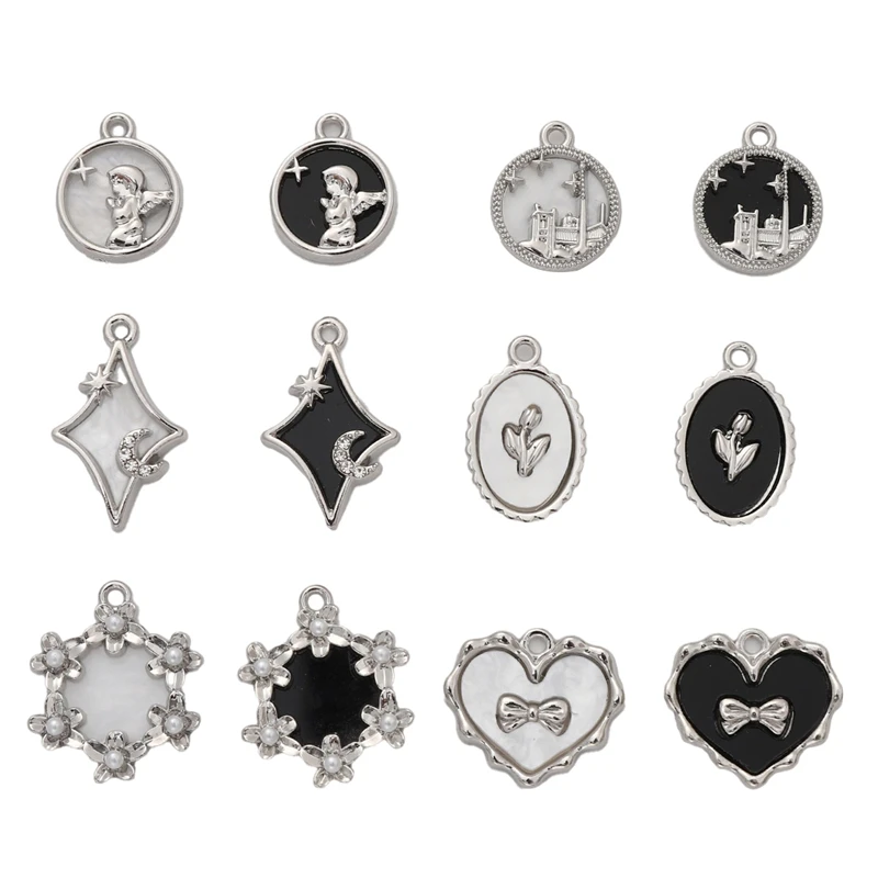 1 szt. Ze stopu serca kształt księżyca unikatowy Charms wisiorek z otworem 1.5mm ręcznie robiona biżuteria DIY bransoletka naszyjnik kolczyk akcesoria