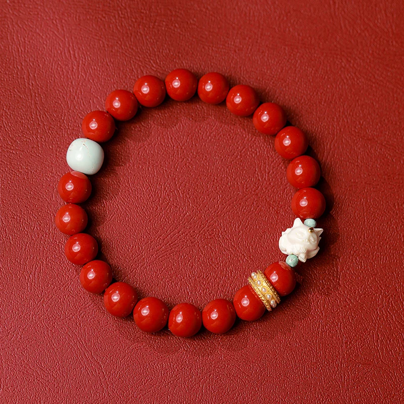 

Natural Raw Ore High Content Cinnabar Red Sand Bracelet Original Fox Bracelet Girlfriend Gift