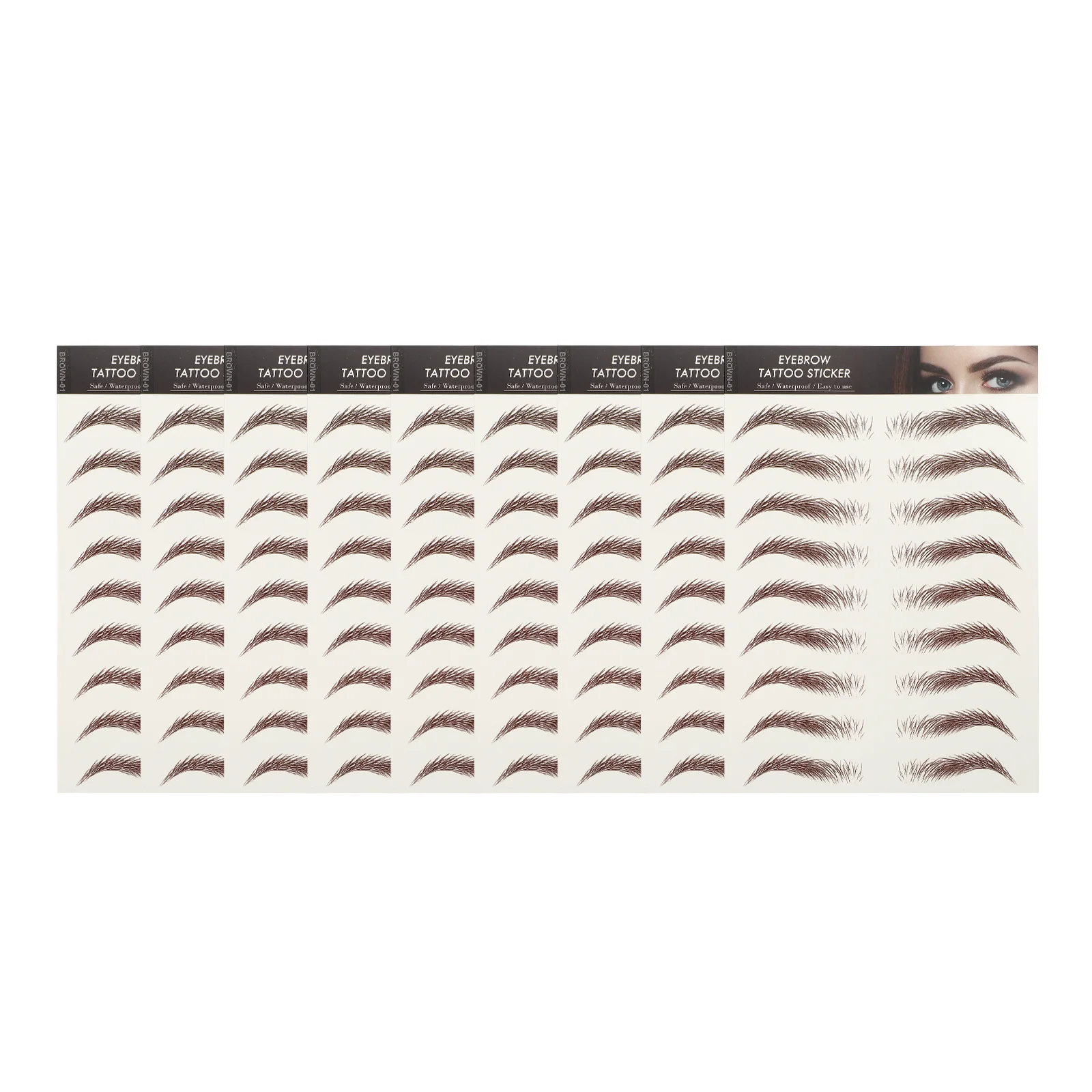 9 Blatt 6D Haarähnliche Augenbrauen-Aufkleber Wasserfeste Falsche Augenbrauen Kosmetik Realistische Temporäre Augenbrauen-Tattoos Schablone für Helle Haut