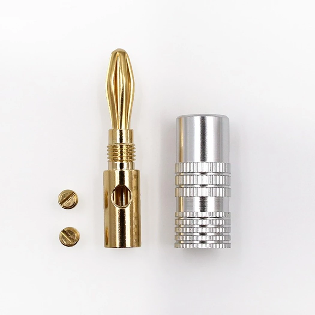 ปลั๊กกล้วยทองแดงแผ่นทองไม่เชื่อม4mm หัวกล้วยปลั๊กสายแตรเสียง GD Amp สำหรับลำโพงหัวเชื่อมปลั๊กกล้วย