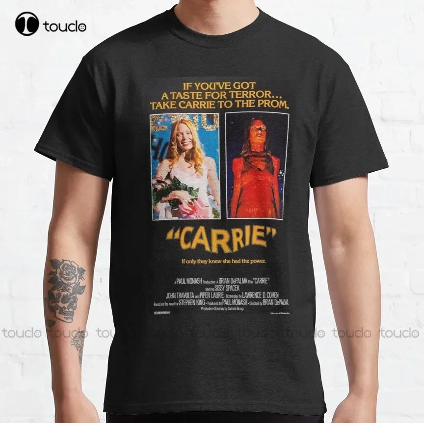 Carrie 1976 Classic Horror, 1976, Stephen King, Movie, Halloween T-Shirt Halloween Black Shirts Funny Art Streetwear Cartoon Tee