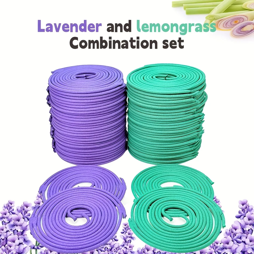 100/200Pcs Combination Set of Lavender and Lemongrass Incense Coils for Home Indoor Air Freshening, Daily Relaxation Atmosphere Fragrance, Suitable for Home Meditation, Yoga, Camping, Long-Lasting Plant-Based Fragrance, Fresh Space Experience, Comfortable Daily Use Fragrance Products