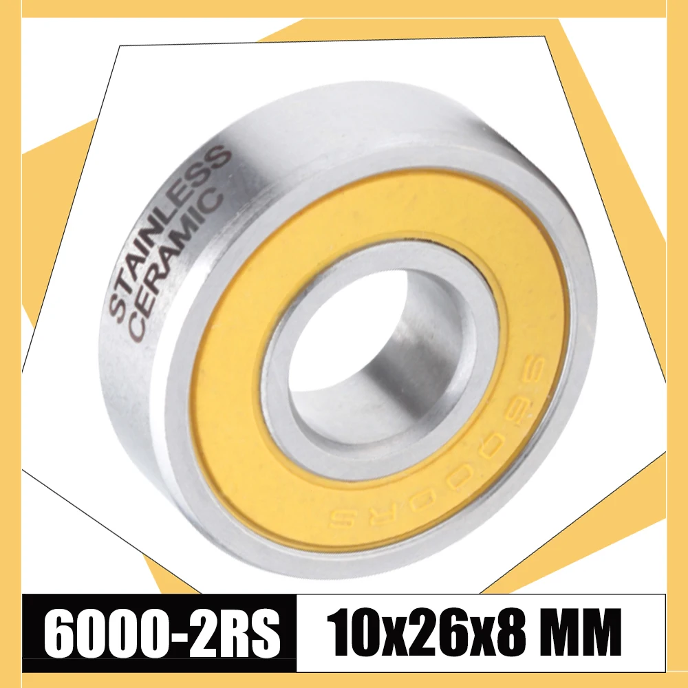 6000-2RS Łożysko ze stali nierdzewnej 10 * 26 * 8 mm (1 PC) ABEC-3 6000 RS Piasta rowerowa Przednie tylne piasty Koło 10 26 8 Ceramiczne łożyska kulkowe