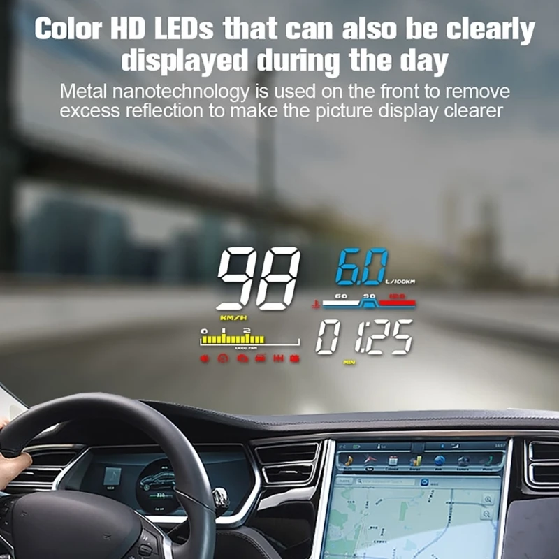 Y4UA Electronic Car Speedometer with Overspeed Alarm Windshield Projector D5000 Meter