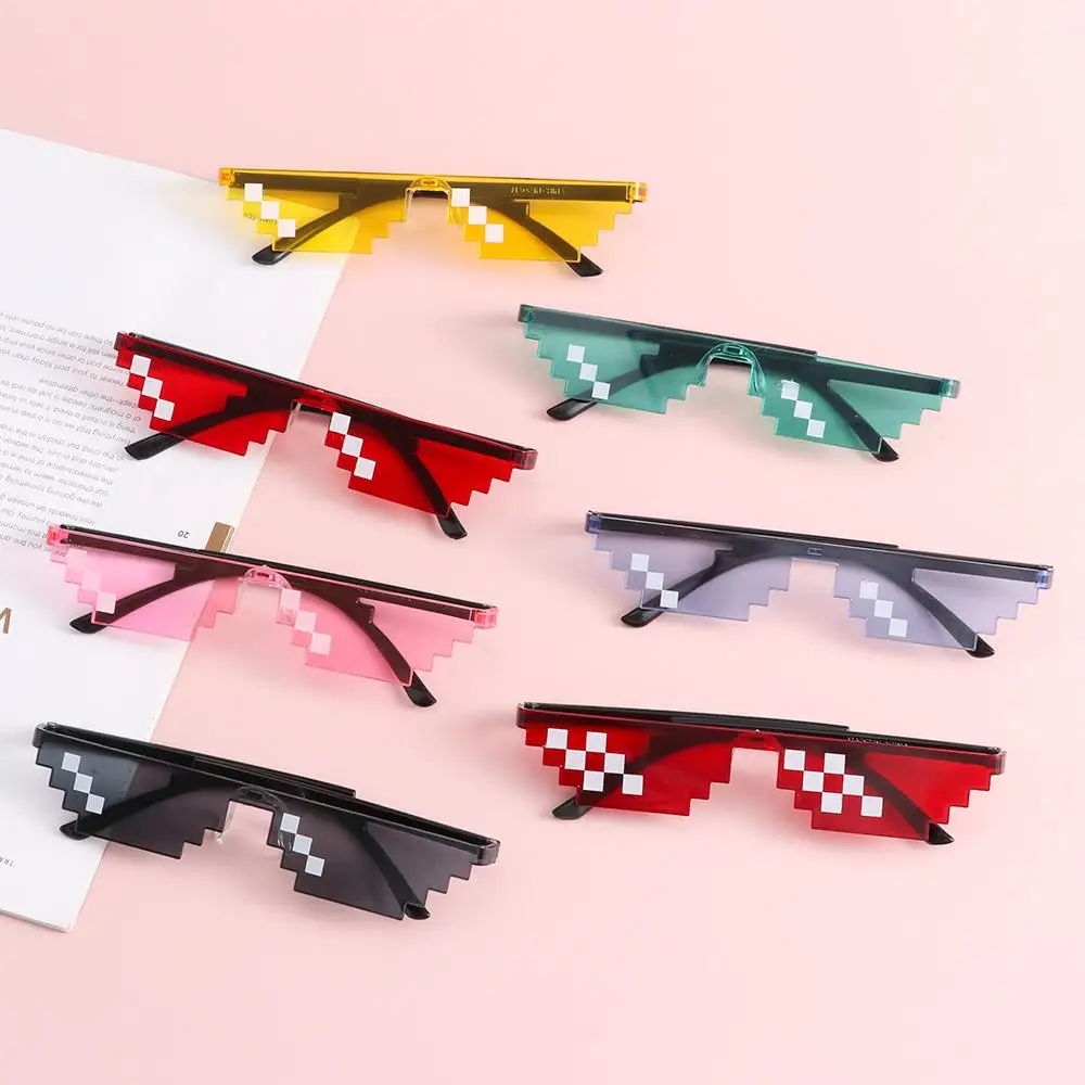 

Gift Halloween Pixelated Mosaic Glasses Cosplay Funny Gamer Robot Sunglasses Novel Shades for Men & Women