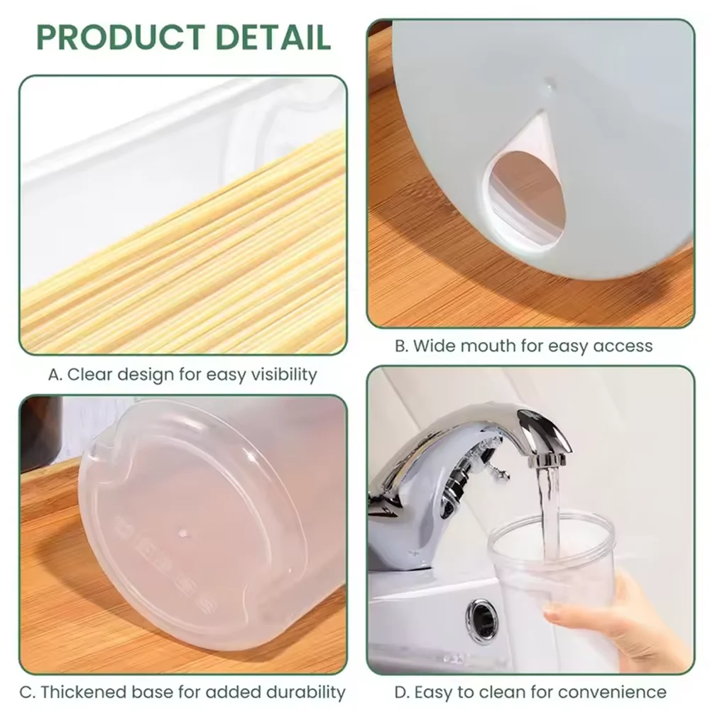 パスタポーションコントロールコンテナ食品グレードのプラスチック保存キャニスター気密麺オーガナイザーキッチンパントリー分割缶