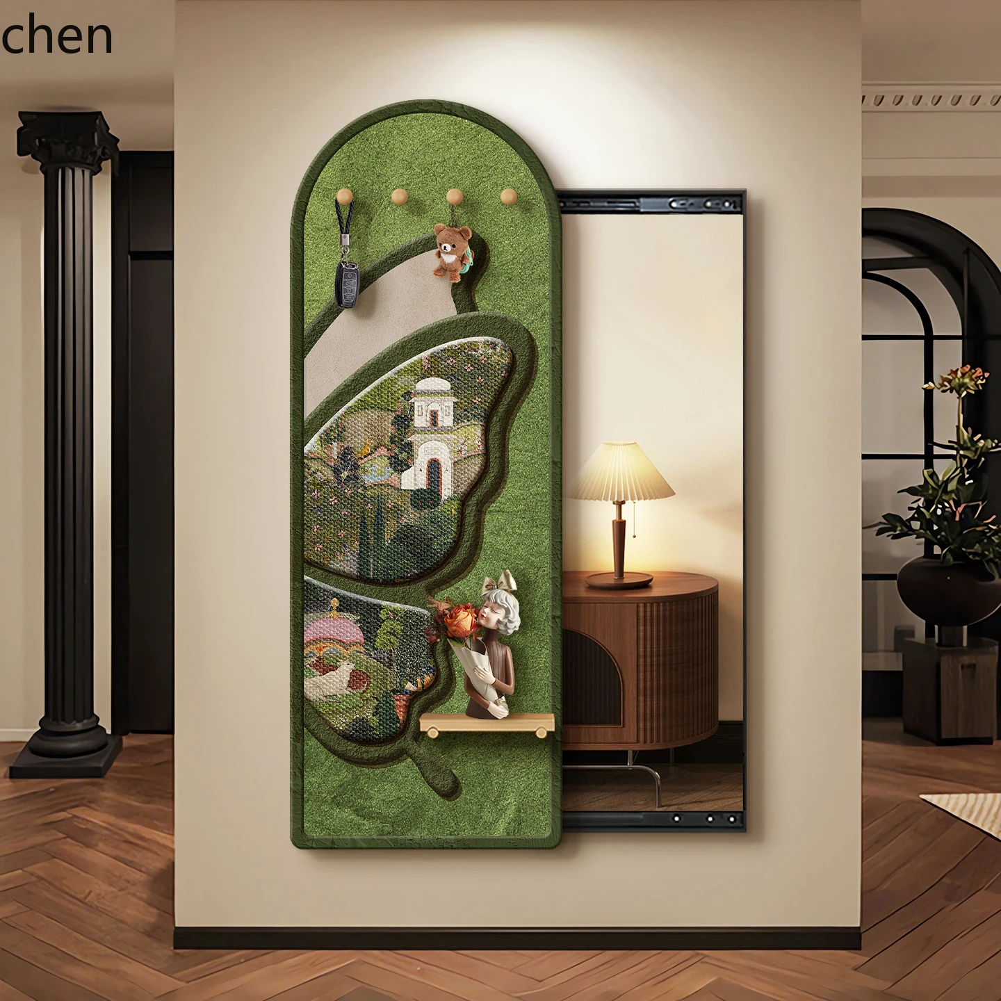 HXL Full-Length Mirror Hidden Body Mirror Invisible Concealed Sliding Mirror Entrance Decorative Painting