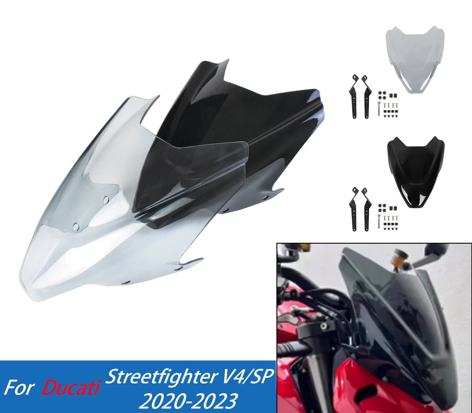 

For V4SP Front Wind Screen Shield Air Deflectors Ducati Streetfighter V4 SP 2020 2021 2022 2023 Windscreen Motorcycle Windshield