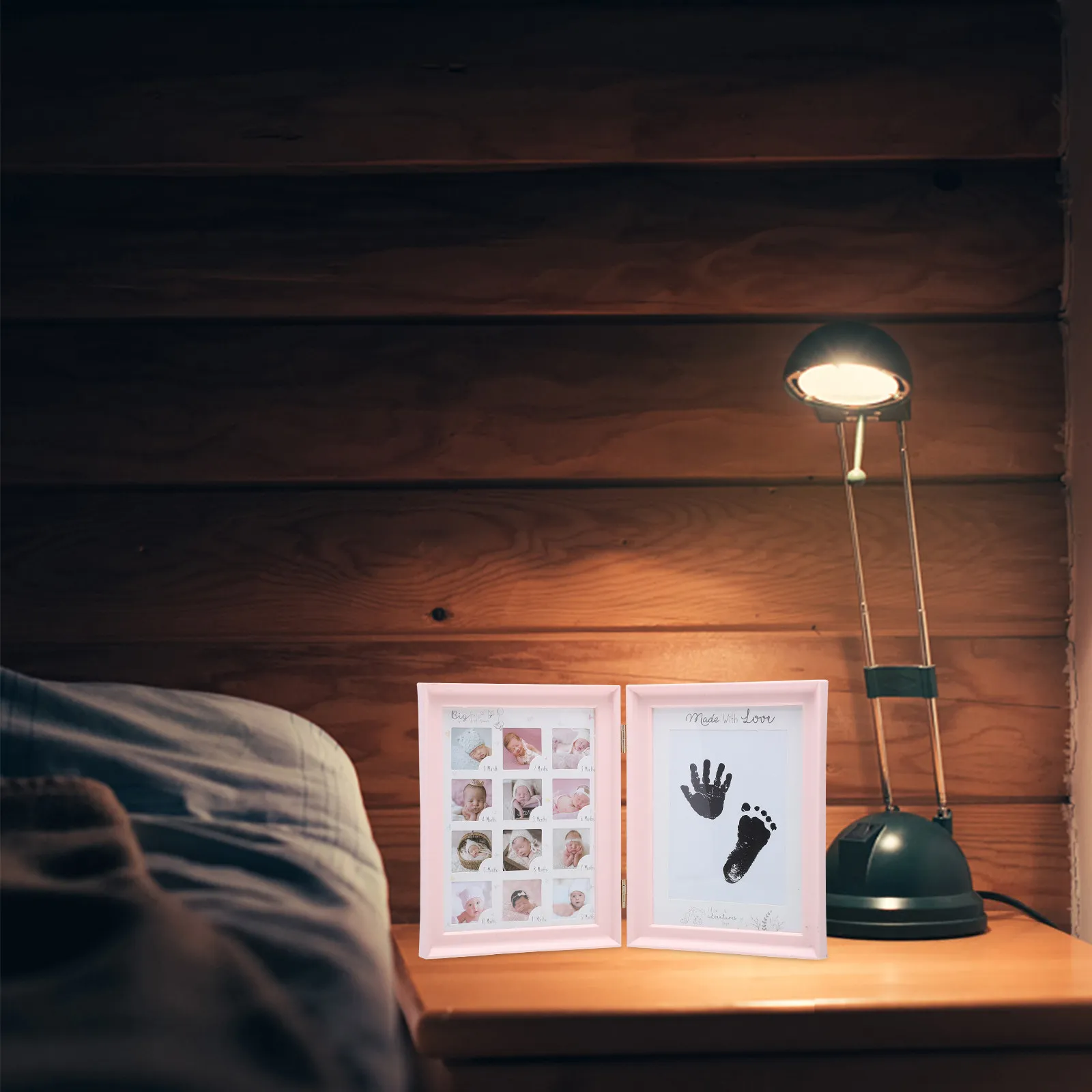 

Фоторамка для отпечатков ручек и ножек малыша, 1 шт., для записи роста, памятный декор, для сохранения воспоминаний о первом годе новорожденного, для демонстрации важных моментов младенца