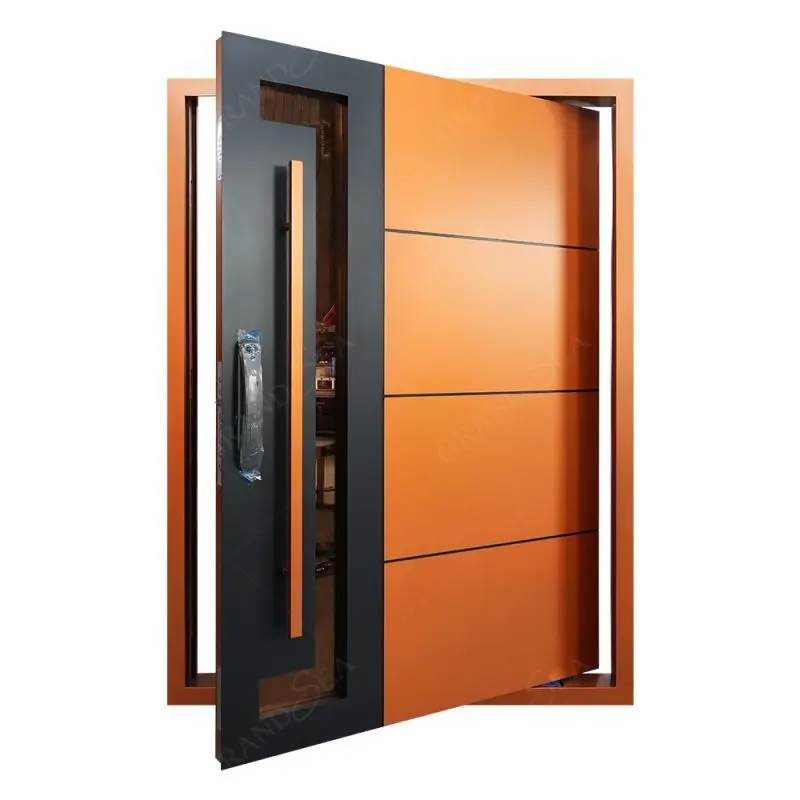 

Custom. Mansion Main Entrance By Pivot Function Aluminum Steel Entrance Pivot Entry Doors