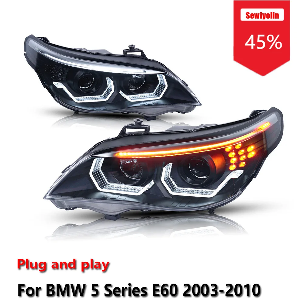 

Sewiyolin Автомобильные светодиодные задние фонари в сборе для BMW 5 серии E60 2003-2010, авто противотуманные фары DRL, стоп-сигналы поворота Plug and Play