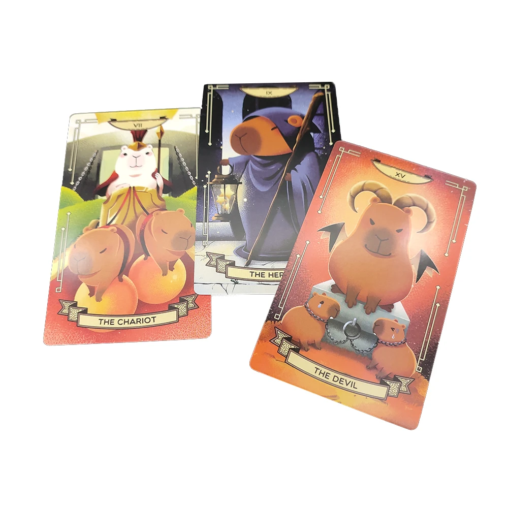 12 x 7CM Capybarot Divination Tarot Deck with Guidebook   Fate Unique Cards Deck English Version Esoterism