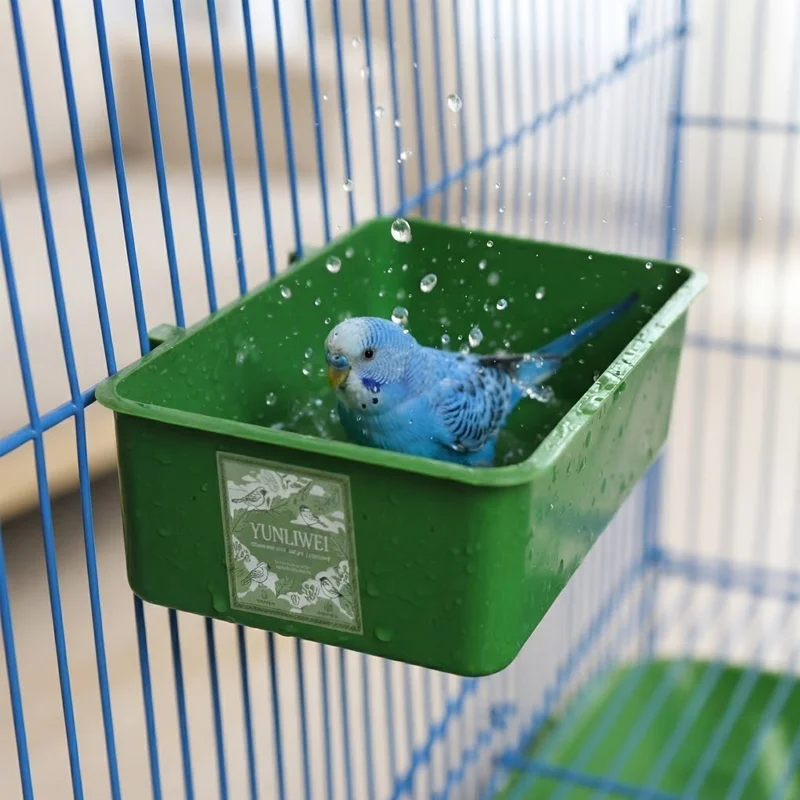 Bird Water Bath Tub Pet Bird Bowl Parrots Parakeet Birdbath Cage Hanging Small Parrot Cage Pet Bird Cage Accessories Yunliwei