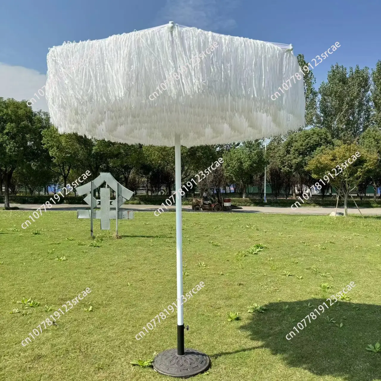 Outdoor large imitation straw umbrella reverse imitation straight thatch central column square/round umbrella PP grass parasol