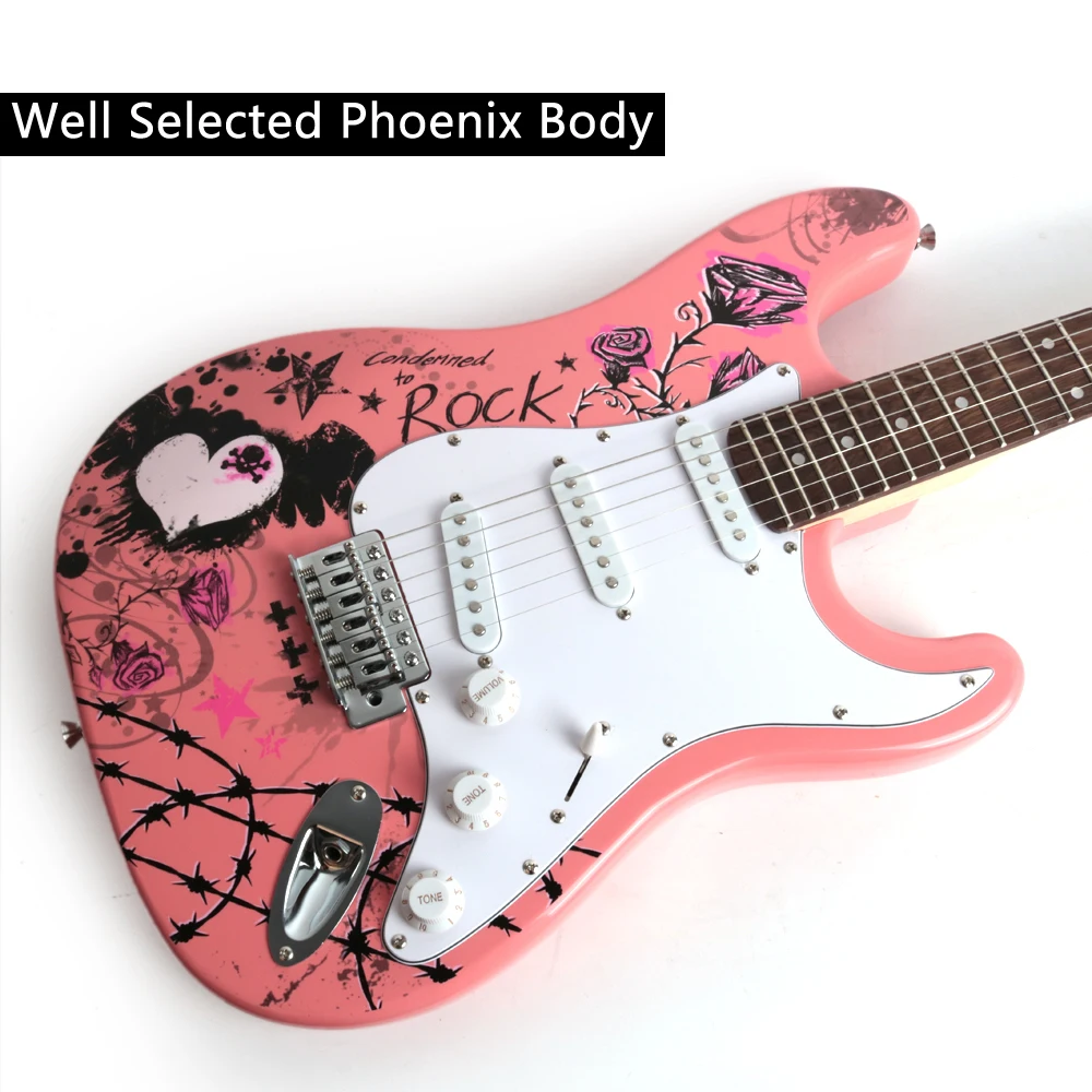 High quality  Pink Rock electric guitar electricas electro electrique guitare guiter guitarra gitar