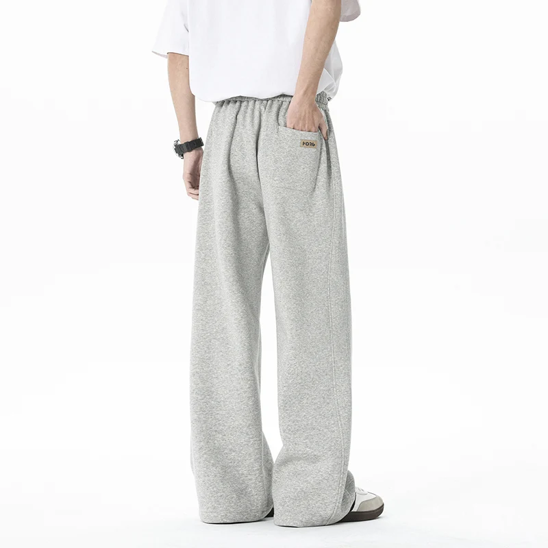 

Spring Men's Pants Wide Leg Cotton Fabric Straight Outdoor Sports Pants Oversized Solid Color Sweatpants Long Baggy Trousers