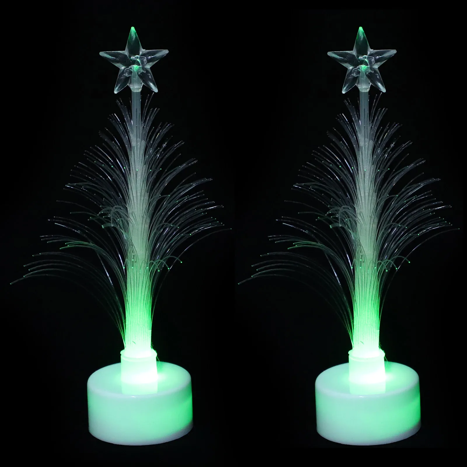 2Pcs Light Christmas Tree LED Glowing Decor Colorful Fiber Optic Filament Premium Material Luxury Look for Shopping Mall Hotel