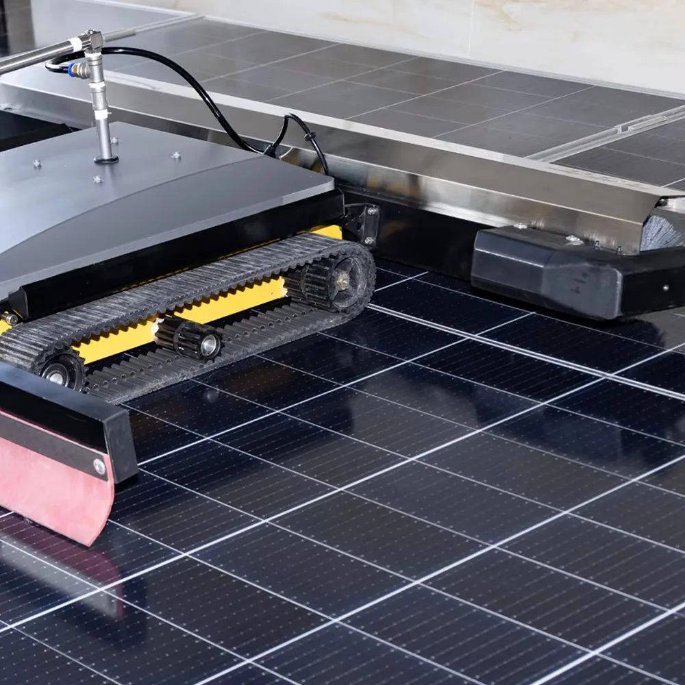 Smart Solar Panel Cleaning Robot with Rubber Scraper 1.3m Width Brush for Dust Removal Remote Control Automatic Robot