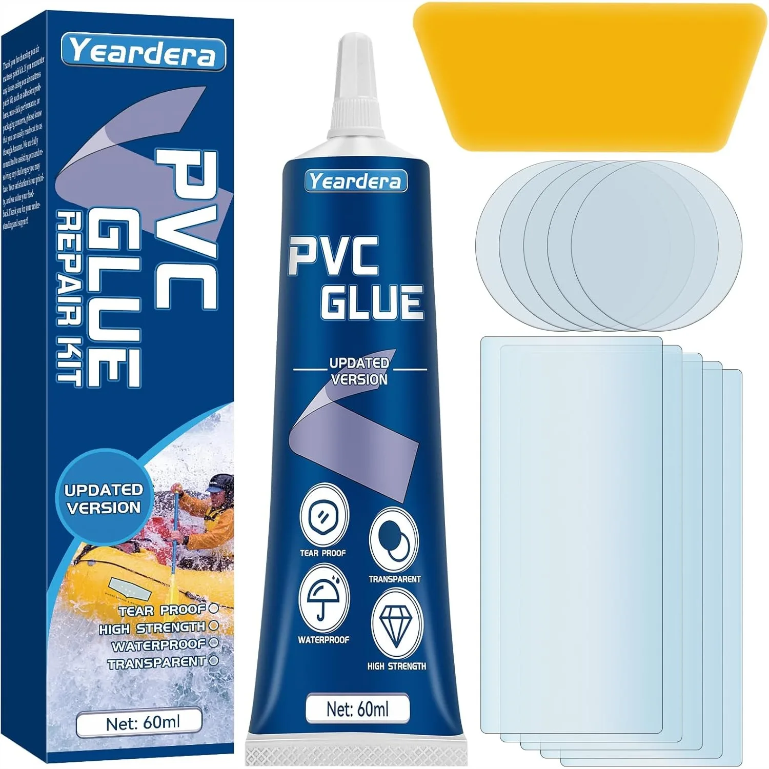 

Air Mattress Patch Kit, Waterproof Vinyl Repair Adhesive for Inflatables, PVC Boats, Bounce Houses, 60ml