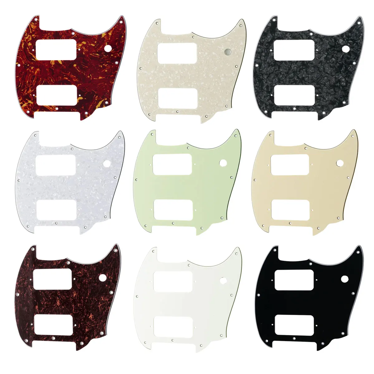 Black 9 Holes Round Corner HH Guitar Pickguard 2 Humbuckers for Squier Bullet Series Mustang Electric Guitar Guitar Accessories