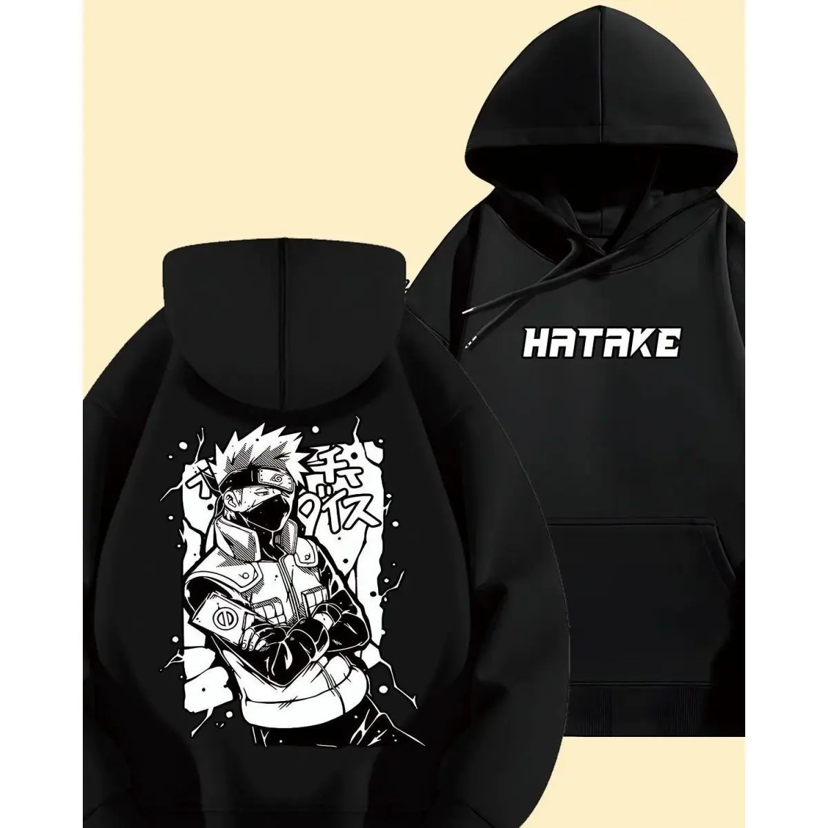 

Official Naruto Black Hoodie Kakashi Hatake Portrait with Sharingan Detail Licensed Anime Apparel Bandai Certified​​