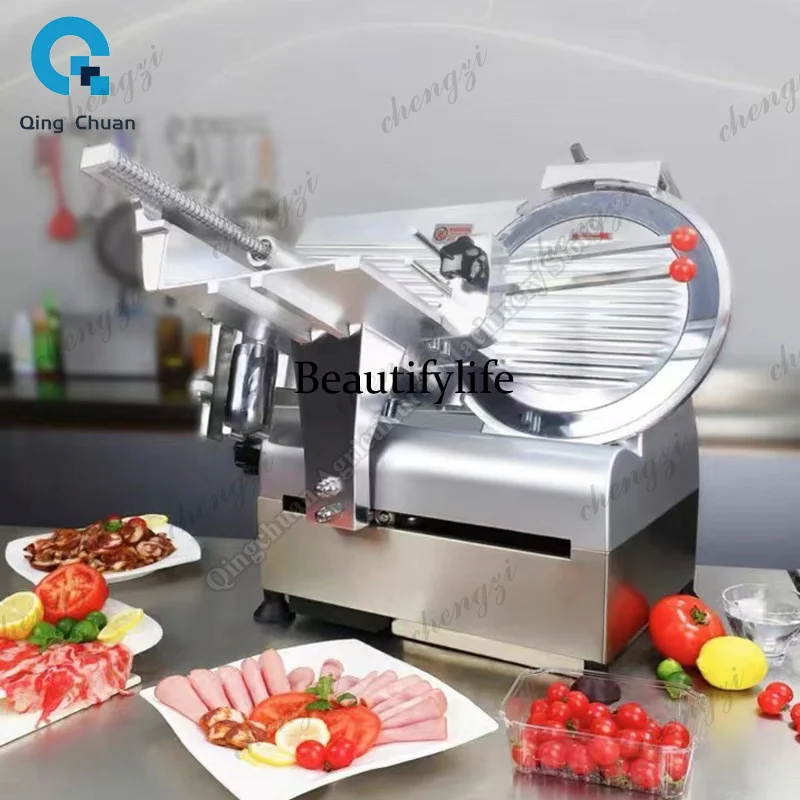 81  Meat Slicer 8/10 Inch Semi-automatic Electric Cutting Lamb Commercial Roll Fat Beef Frozen Meat Machine