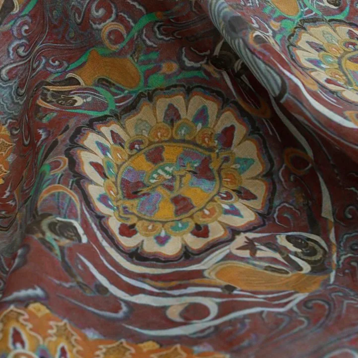 

1 ярд, чистая ткань рами, классический китайский стиль, печать, шитье, модное уникальное платье, халат, рубашка, ткани для одежды