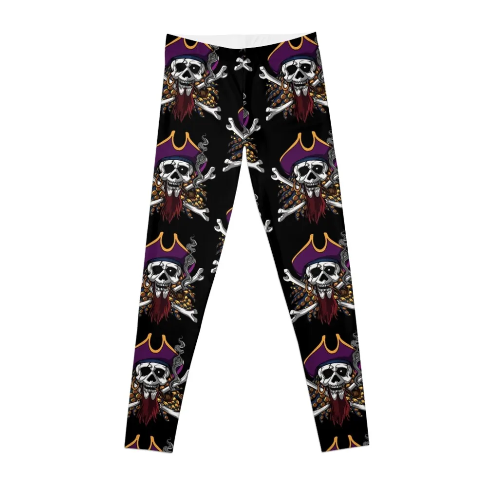 

Pirate Skull Crossbones Sailor Leggings Fitness's gym clothes legings for fitness Pants sport for physical Womens Leggings