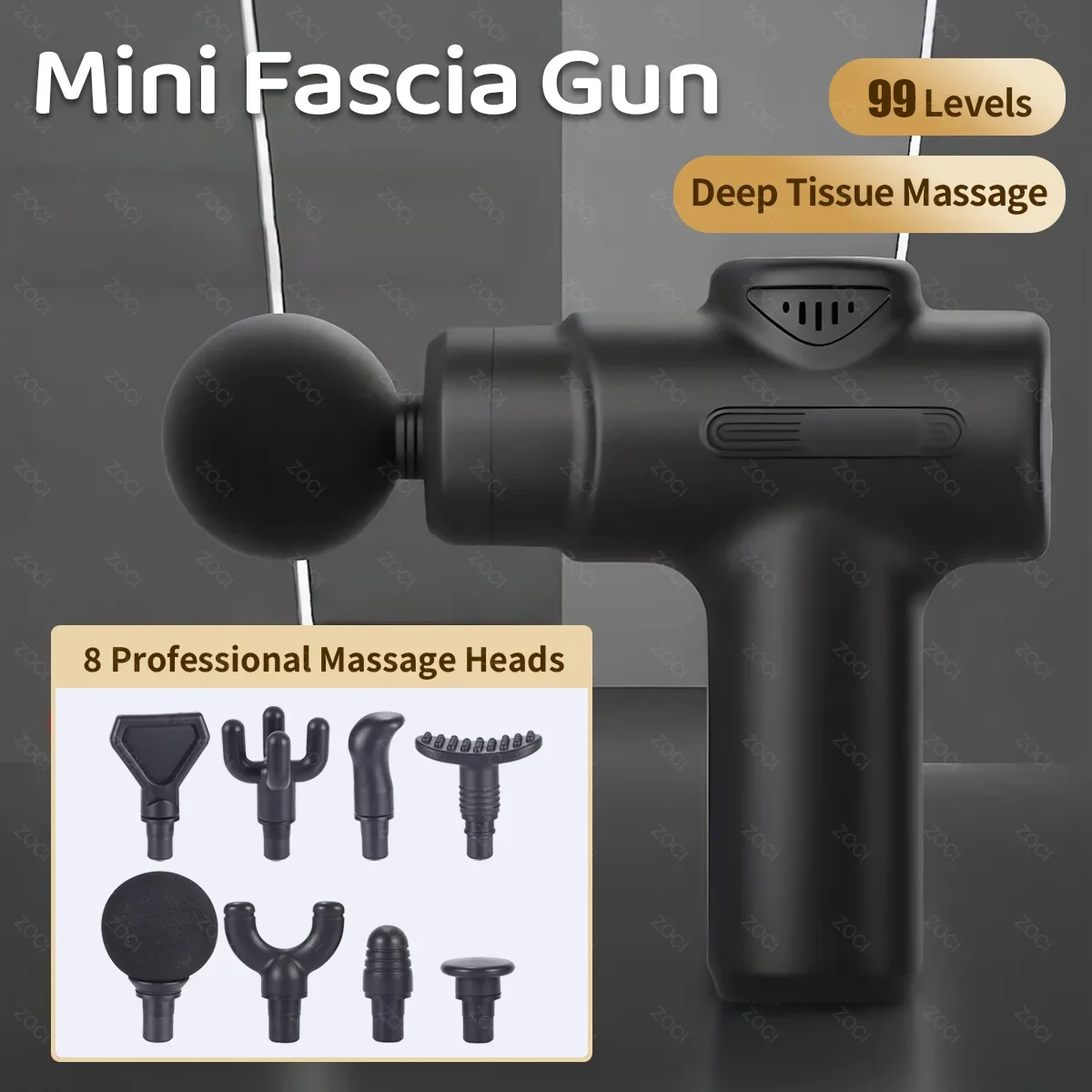 Mini Vibration Muscle Massager 99 Levels Fascia Gun Portable Handheld Massage Gun Digital Display Deep Tissue Massager for Body