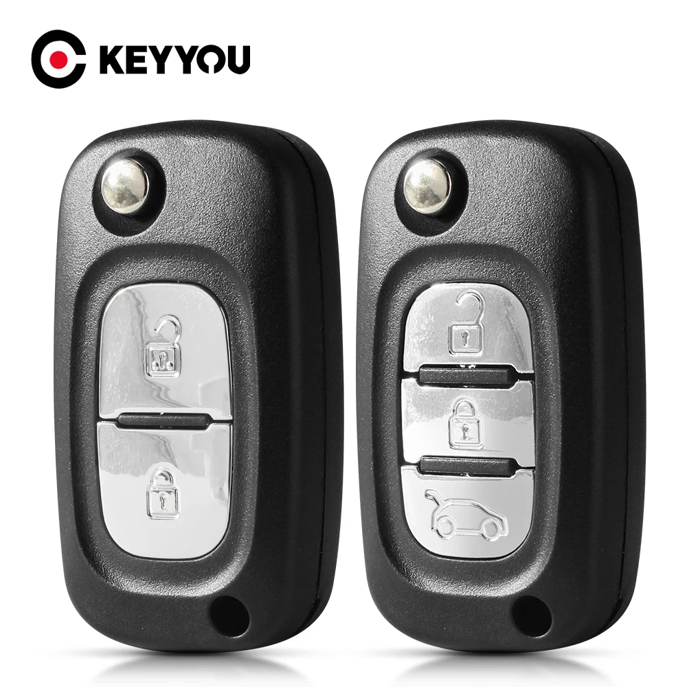 KEYYOU Filp Remote Key Shell Case 2/3 Buttons For Renault Clio 3 Kangoo Master Modus Twingo 2006-2016 Replacement Uncut Blade