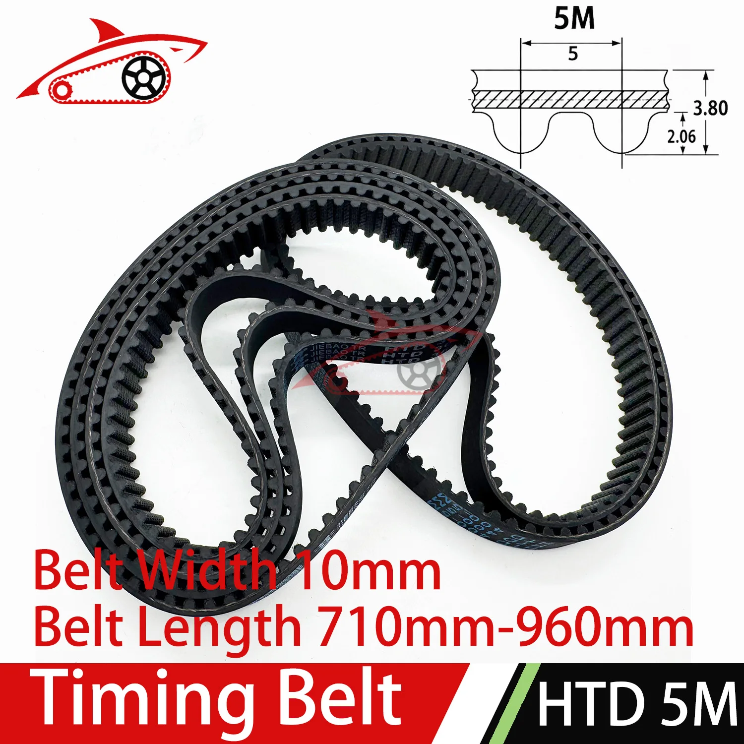 HTD 5M Timing Belt Width 10mm Length 710 730 735 740 750 755 770 775 780 800 830 880 910 950 960mm HTD5M Rubber Closed Loop Belt