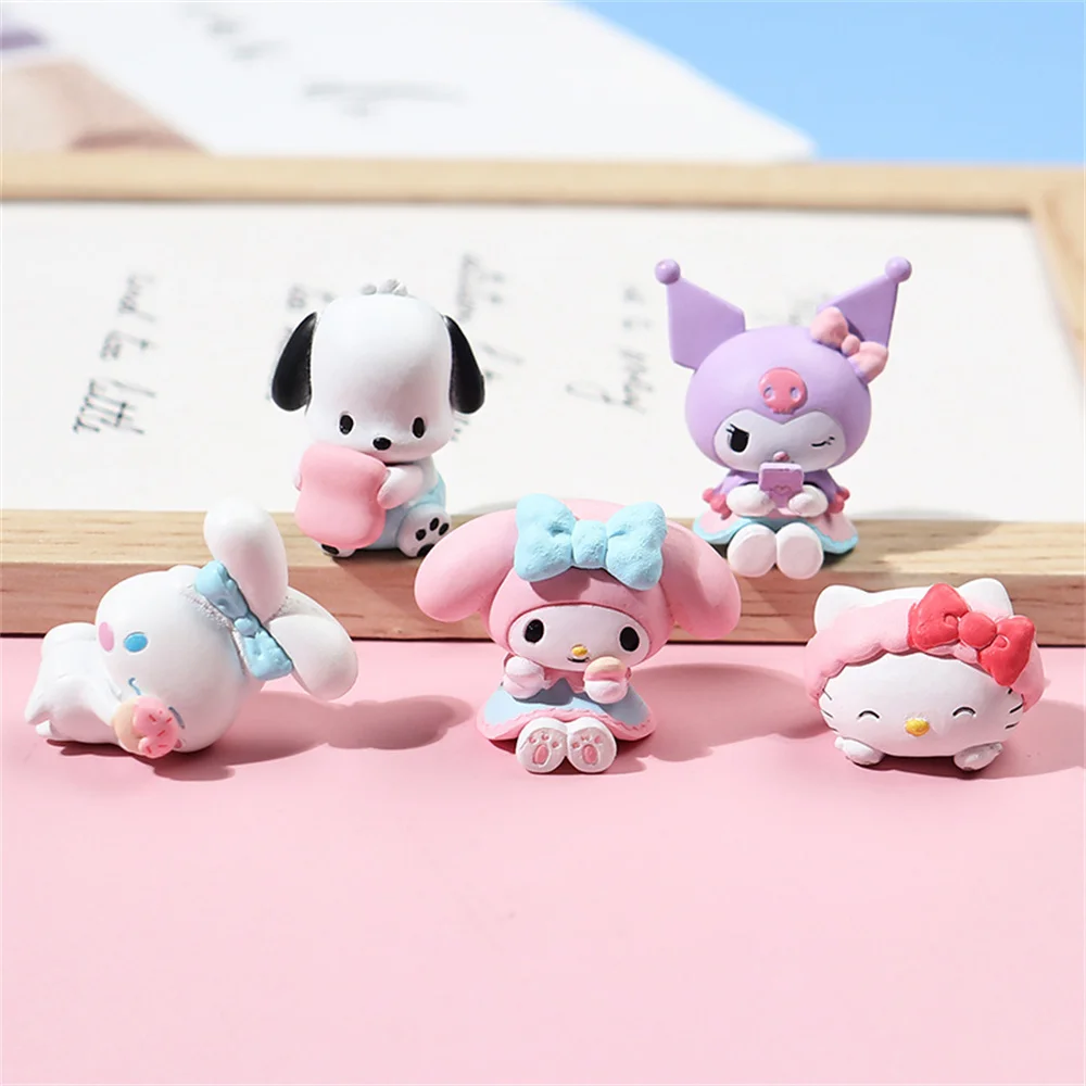 

Anime Hello Kitty Sanrio Figures Cinnamoroll Kuromi Action Figure My Melody Pachacco Model Ornament Cartoon Toys for Girl Gifts