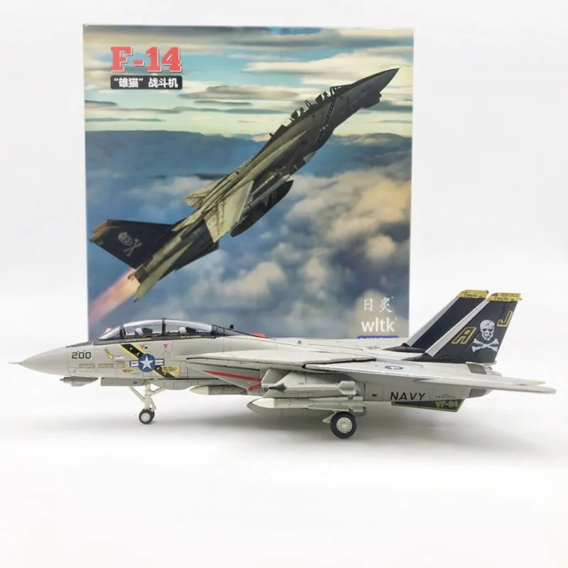 WLTK Diecast 1/100 Scale USAF F-14A F14A Tomcat Combat Aircraft VF-84 Pirate Flag F14 Alloy Model Collection Toy Gift