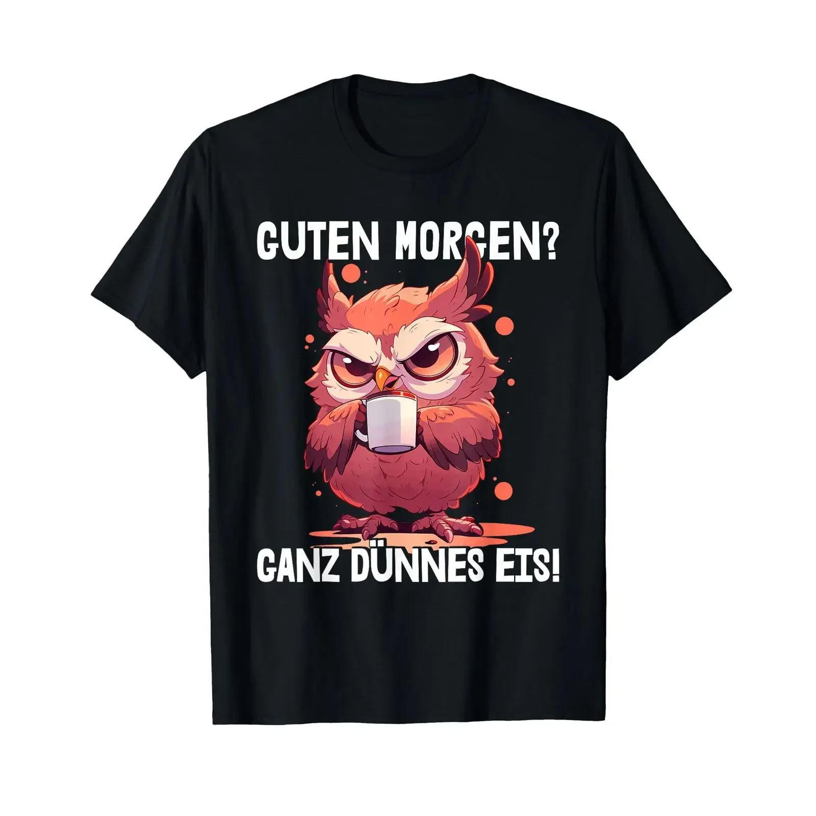 Good Morning Very Thin Ice Owl Night Bird T Shirt vintage Washed Stretched Breathable Casual streetwear Comfortable homme Soft