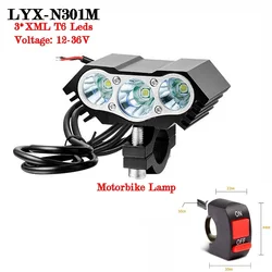 12V-36V Electric Bike Light 30W 3T6 Led Motor Bicycle Lamps Motorbike Vehicle Headlight Scooter Lighting Accessories