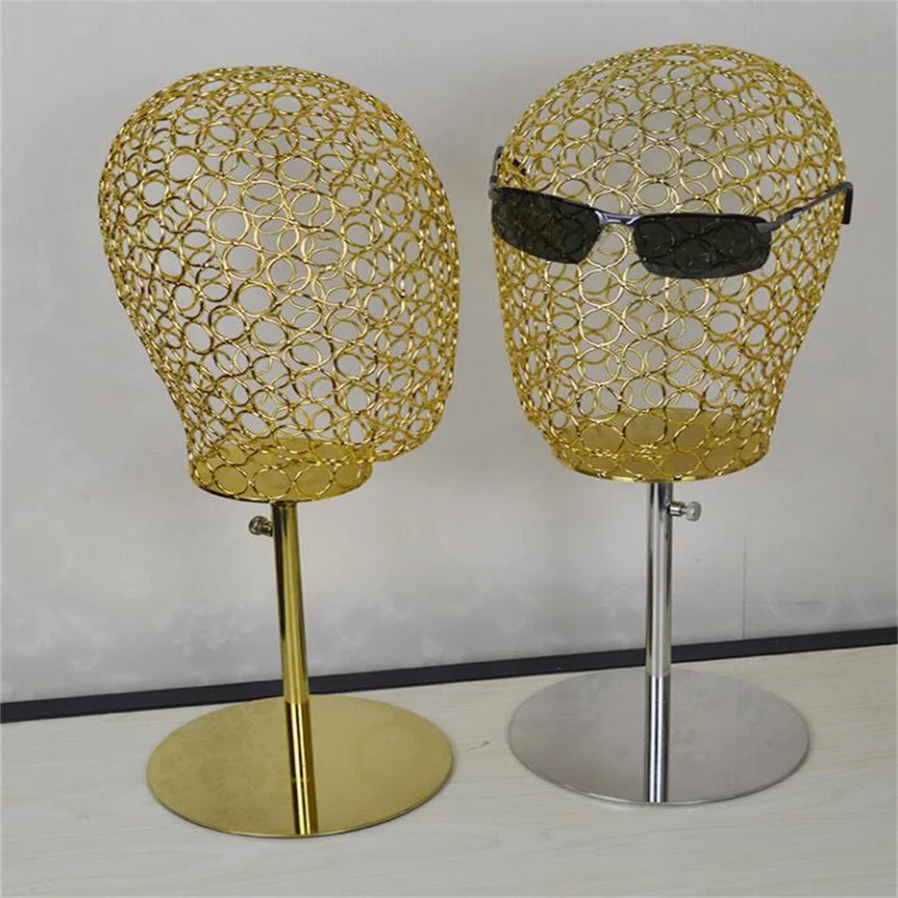 Mannequins For Clothes Wig Head Stand Gold Metal Head  for Hat Model De Couture, Jewelry and Glasses Display, Dummy JeansC053