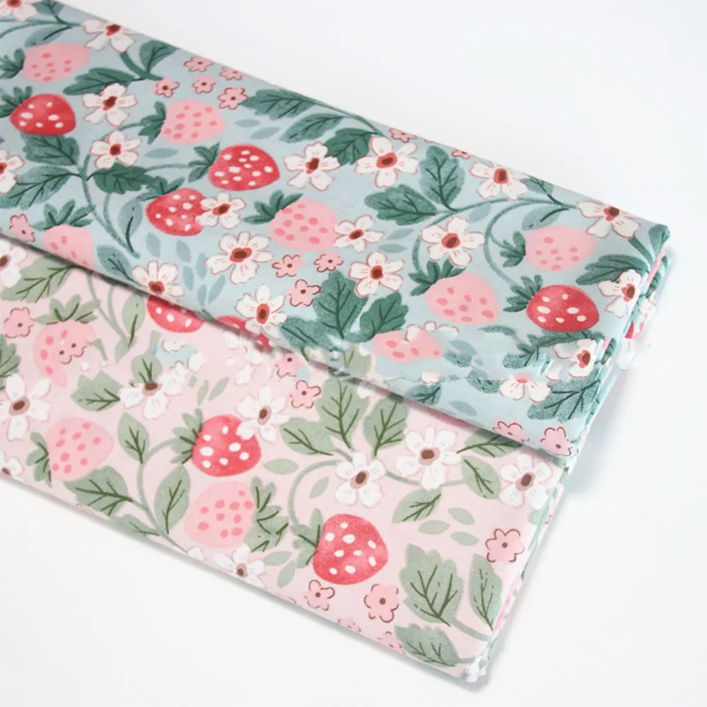 160x50cm Twill Printed Strawberry Fabric 100% Cotton Skin-Friendly For Making Tablecloth Storage Pouch Hair Band Gift Wrapping