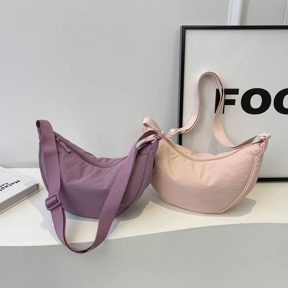 Borsa ascellare mezza luna da donna borsa a mezzaluna a tracolla tinta unita borsa a tracolla semplice tracolla regolabile per la festa in vacanza