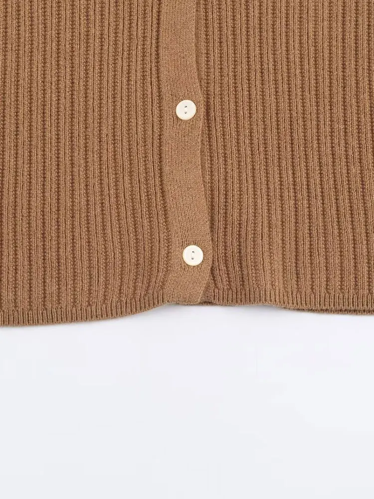 NLZGMSJ سترة نسائية كلاسيكية أنيقة غير رسمية برقبة دائرية واحدة الصدر وأكمام طويلة سترات محبوكة موضة خريف 2025