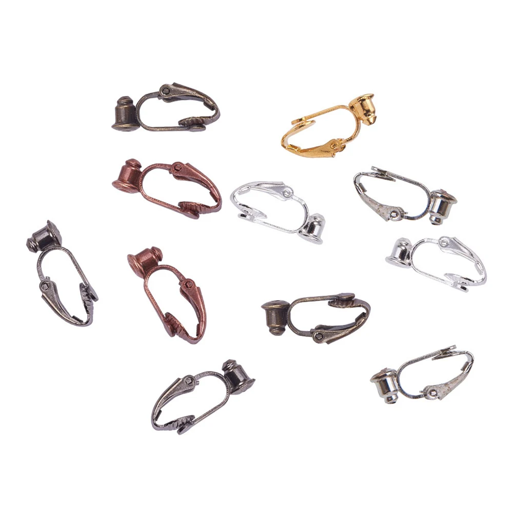 

36pcs Earring Converters Clip on Non-piercing Accessories 6 Compartments Box DIY Craft Supplies Bronze Durable