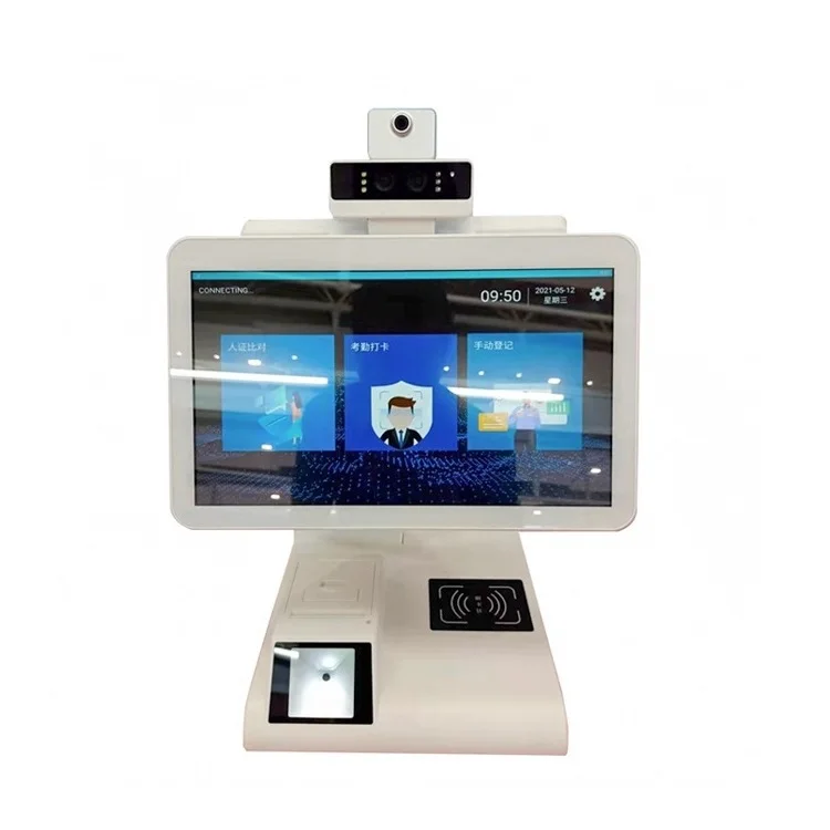 OEM ODM 13.3 Touch Biometric Access Control Device For Visitor Management Temperature Screening Kiosk And QR Code Access Control
