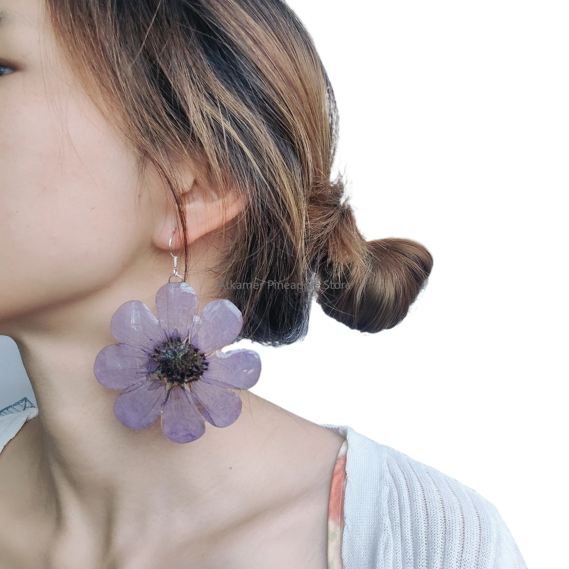 Unique Pressed Flower Earrings Handmaking Epoxy Elegant Natural Flower Earrings Handmaking Plant Jewelry Accessories Gift