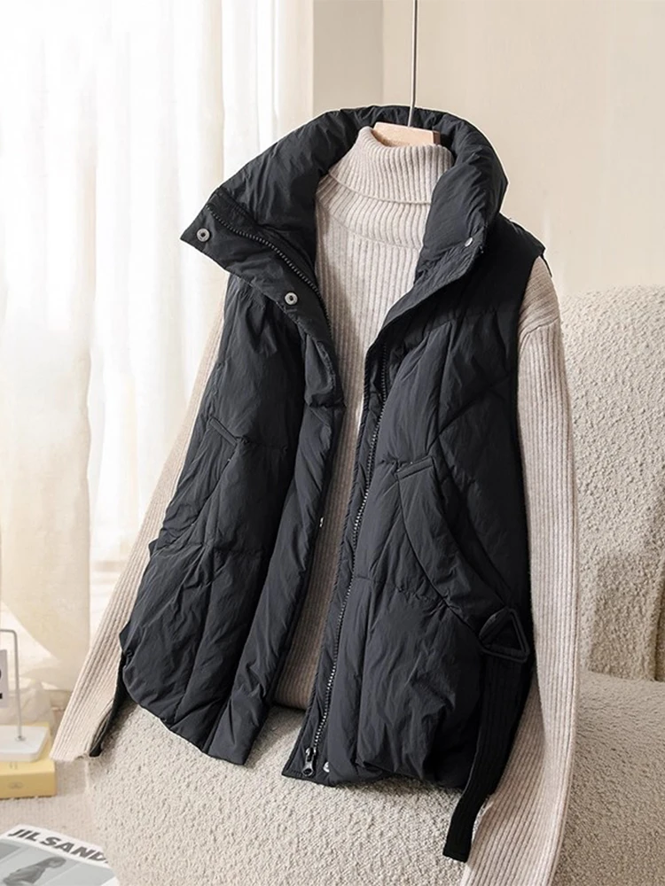 

Корейский модный теплый зимний жилет с воротником-стойкой и наполнителем из хлопка для женщин, маленький размер, с подплечниками