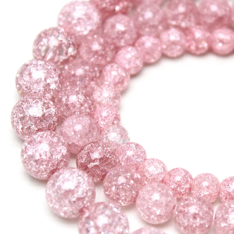 Natural Stone Rose Pink Cracked Crystal Beads 15\