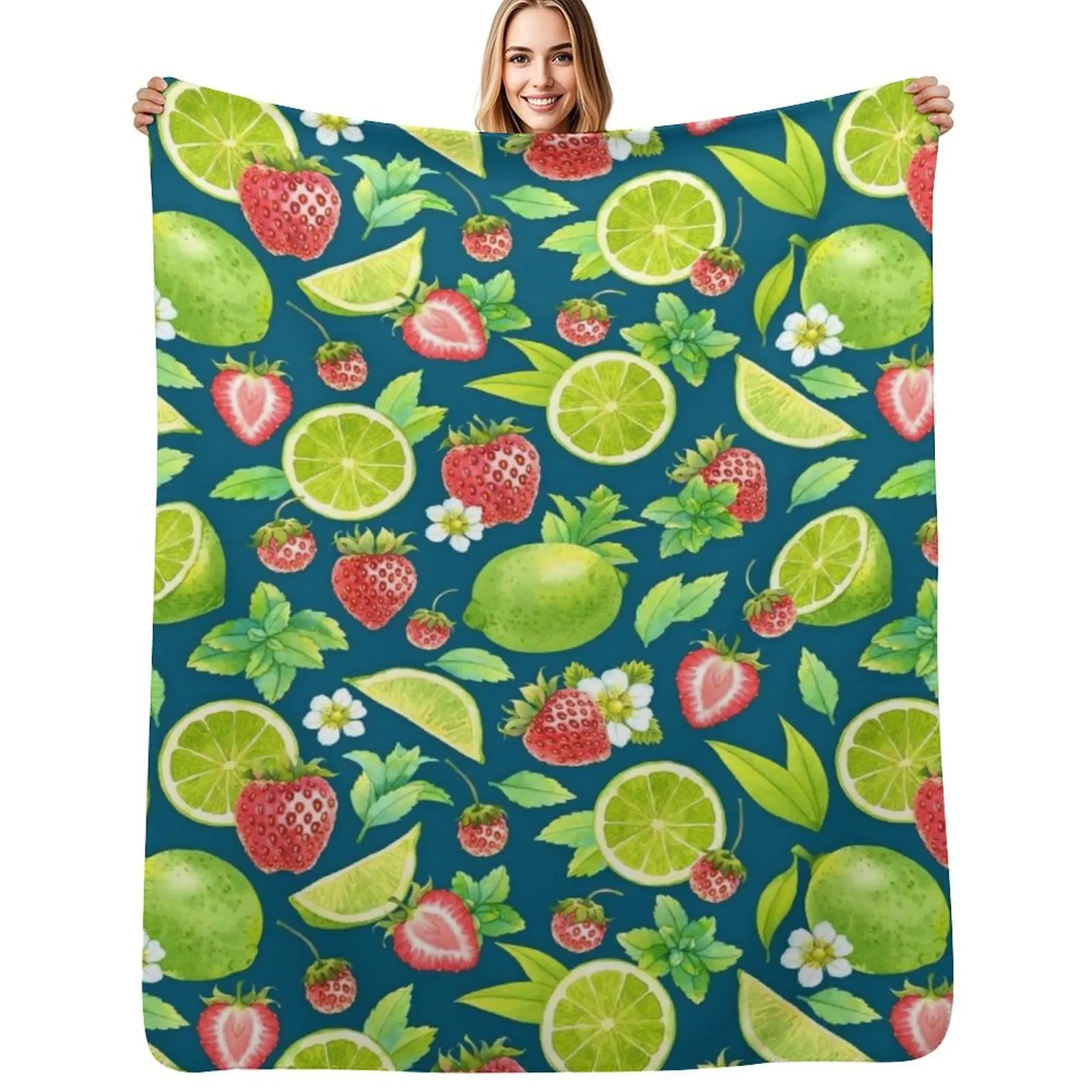 

Strawberry and lime Throw Blanket Sofa Throw Soft Beds Giant Sofa heavy to sleep Blankets